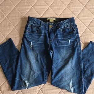 Democracy Dark Blue Distressed Women's Cropped Jeans, Size 4